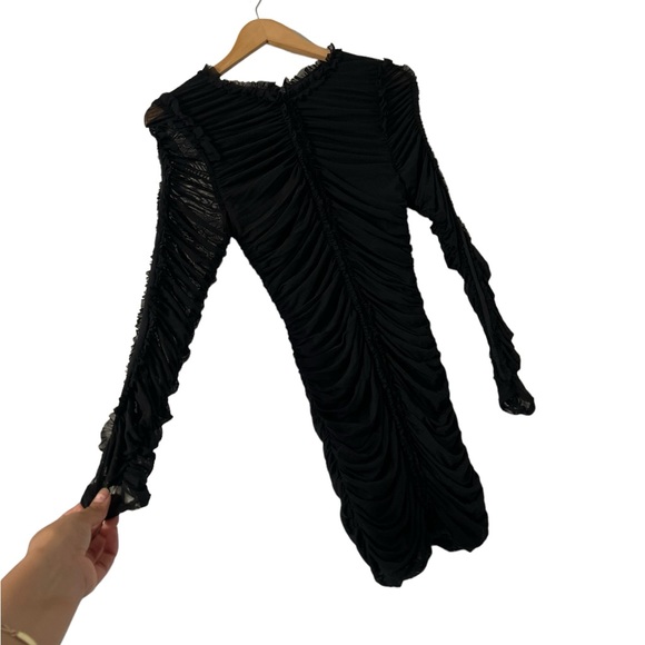 REVOLVE x NBD Las Olas Black Ruched Mesh Long Sleeve Dress - Picture 4 of 9